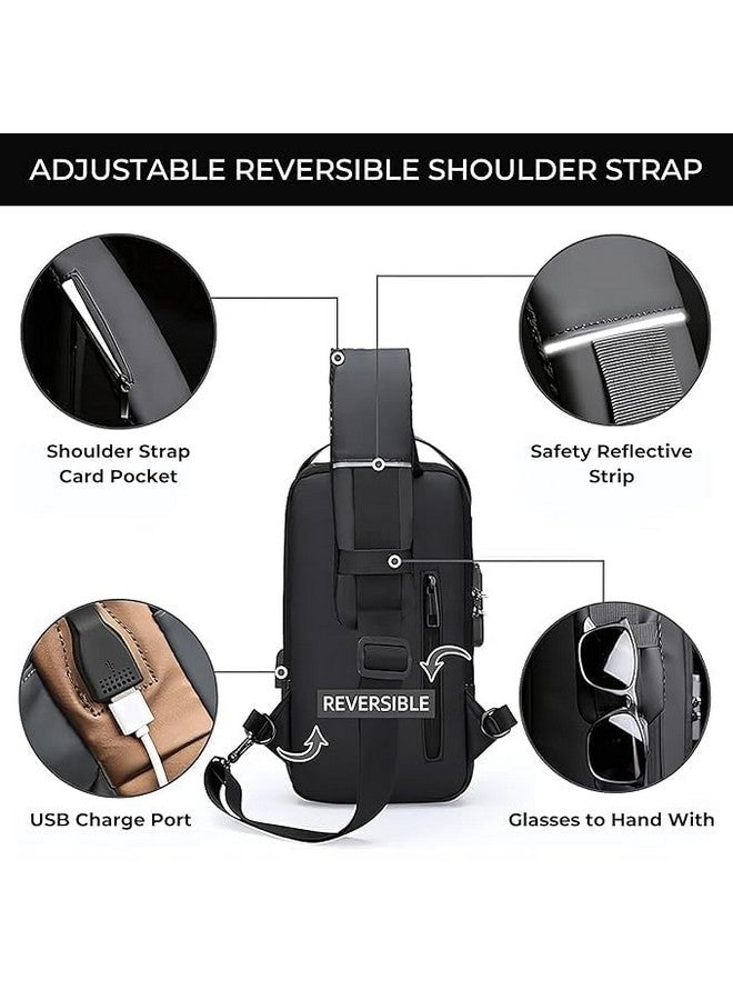 BLINE Waterproof Polyester Slim Unisex Crossbody Sling Bag Chest Backpack Men's Shoulder Bag, Leisure Travel Handbag, Hard Shell Anti-Theft Chest Bag - Image 5