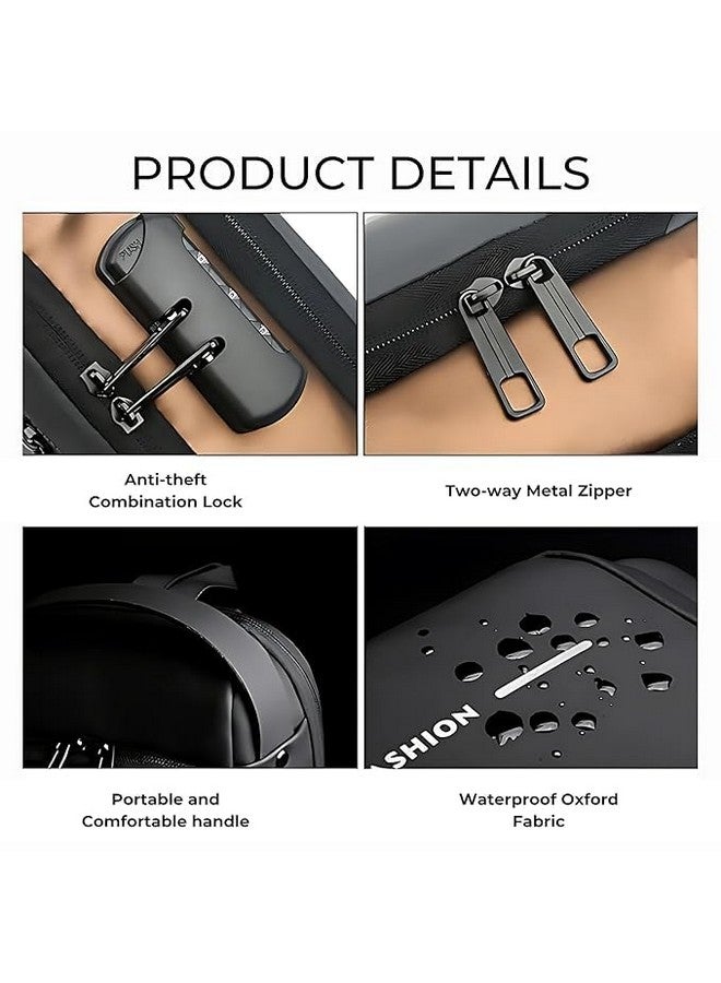 BLINE Waterproof Polyester Slim Unisex Crossbody Sling Bag Chest Backpack Men's Shoulder Bag, Leisure Travel Handbag, Hard Shell Anti-Theft Chest Bag - Image 3