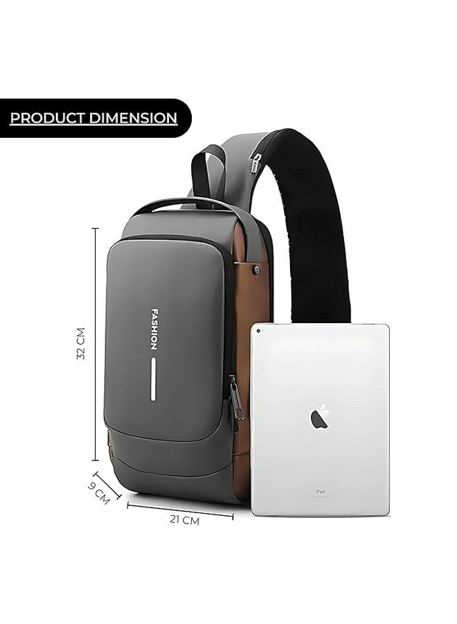 BLINE Waterproof Polyester Slim Unisex Crossbody Sling Bag Chest Backpack Men's Shoulder Bag, Leisure Travel Handbag, Hard Shell Anti-Theft Chest Bag - Image 2