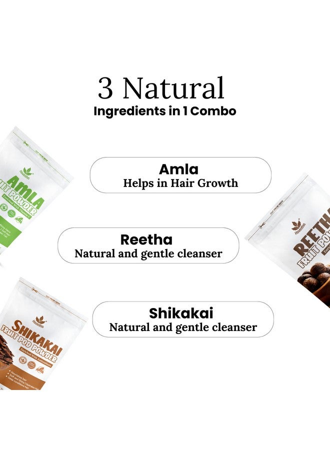 Havintha Natural Amla Reetha Shikakai Powder for Healthy Hair | Herbal Hair Care Combo | Hair Cleanser & Conditioner | Controls Hair Fall, Dandruff | All Hair Types - Each 100gm (Combo Pack of 3) - Image 4