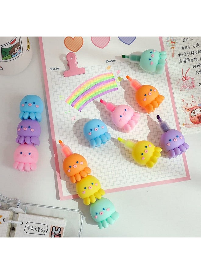 MBVBN 6 Pcs Colorful Octopus Shaped Highlighter, Pastel Highlighter Set Cute Silicone Octopus Highlighter Pens For Adults Kids Students Writing Graffiti School Office Supplies - Image 3
