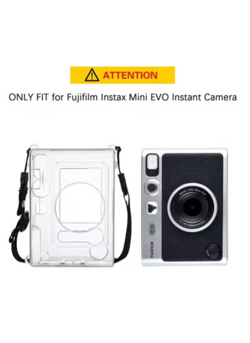 Generic Protective Case Compatible with Fujifilm Instax Mini EVO Instant Film Camera/Crystal Hard Shell PVC Protective Cover Carrying Cover/with Adjustable Shoulder Strap -Clear  - Image 3