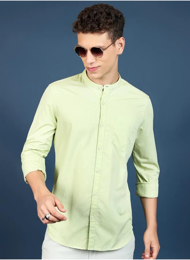 هاي لاندر Slim Fit Mandarin Collar Casual Shirt