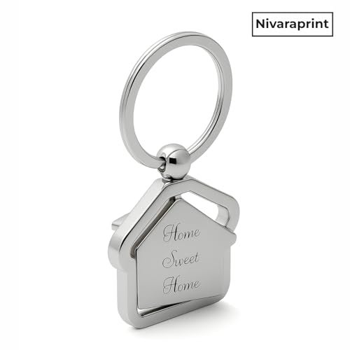 Nivaraprint Home Sweet Home Metal Keychain – Silver House Shape Rotating Key Ring, Housewarming Gift for Men & Women, Real Estate & New Home Keychain (Pack of 2) - Image 3