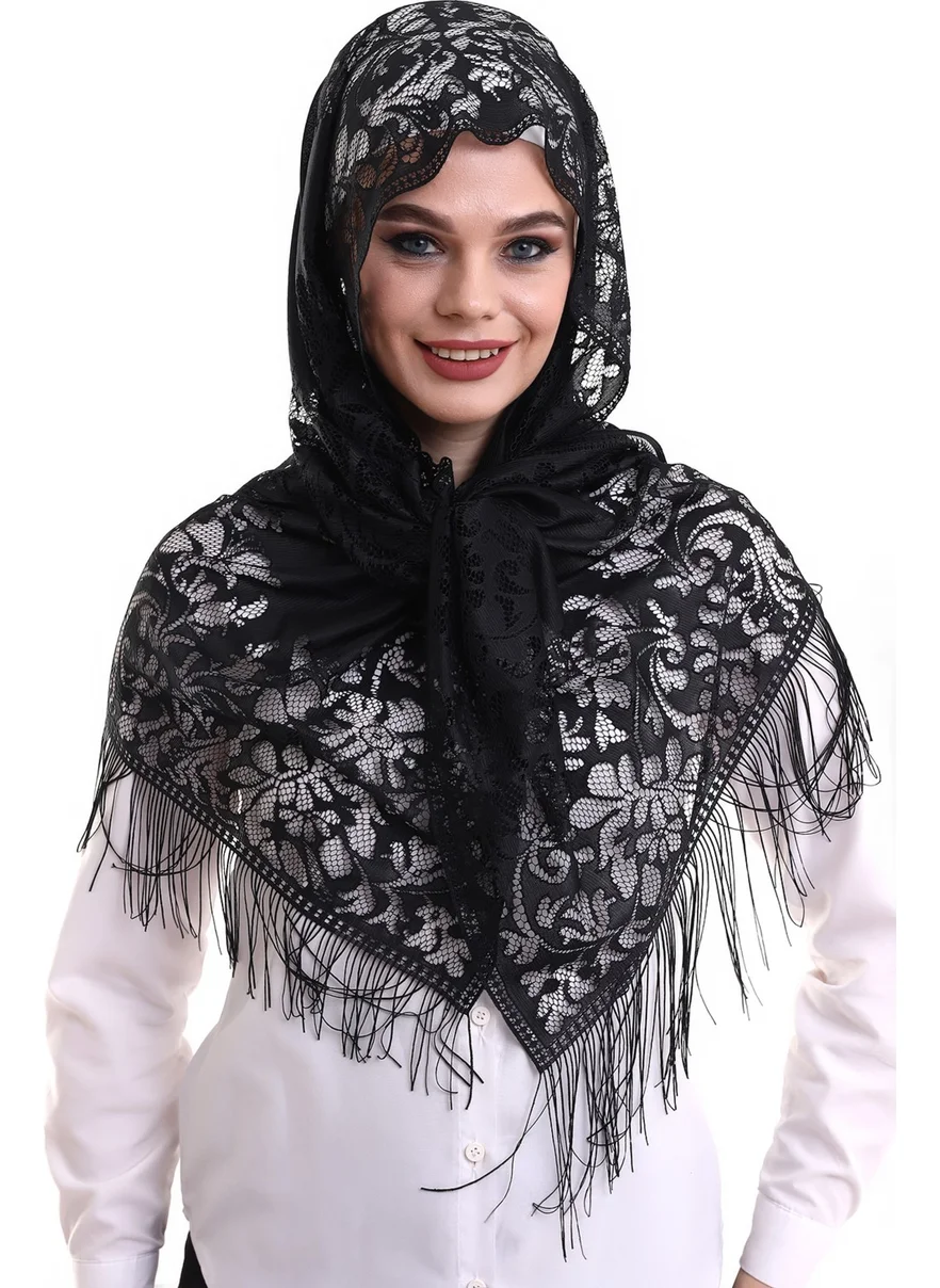 ايهفان اونلاين Narin Cotton Tulle Shawl Black-2 60X160