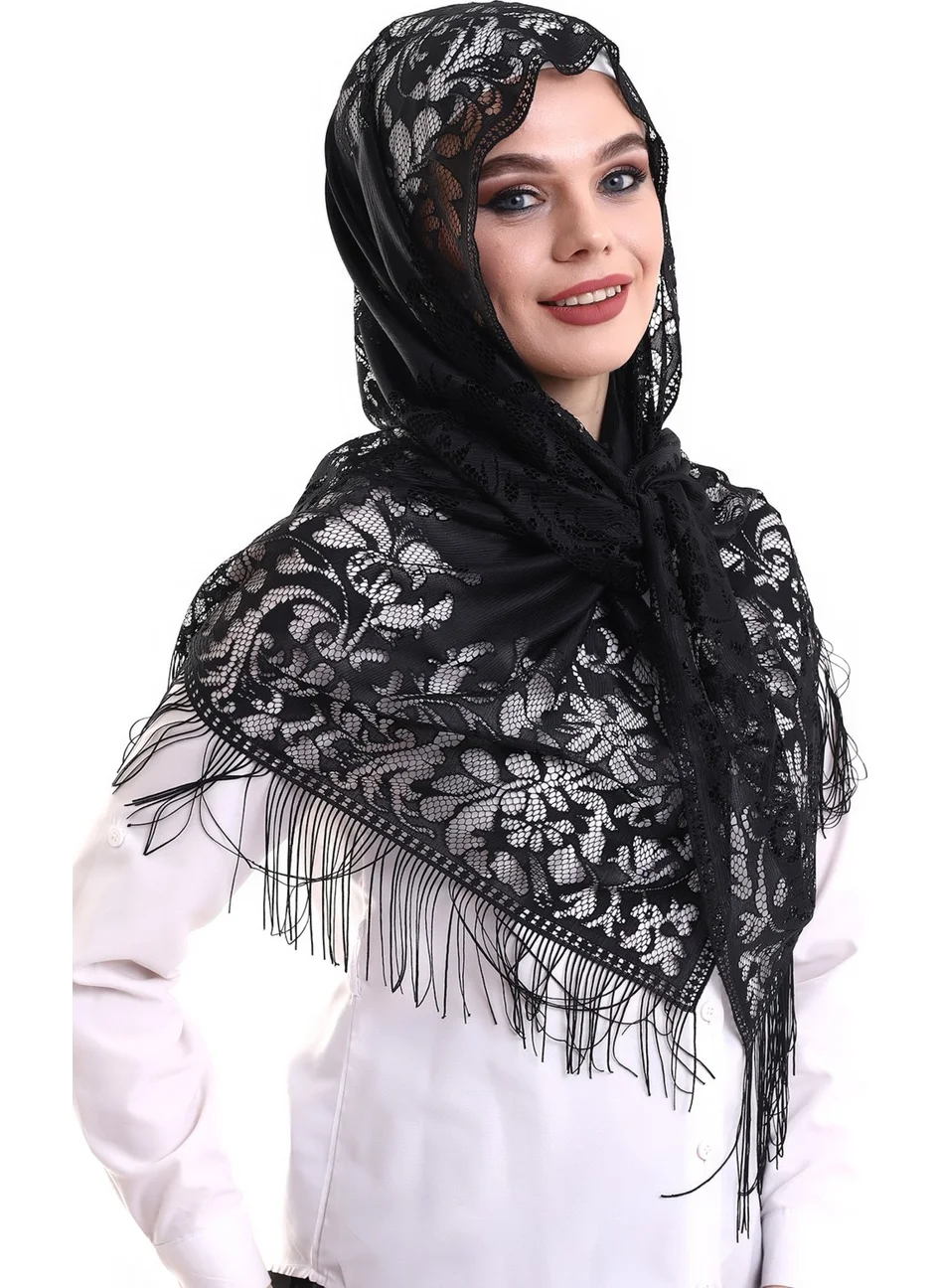 ايهفان اونلاين Narin Cotton Tulle Shawl Black-2 60X160