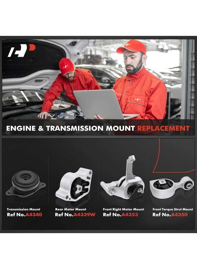 A-Premium Engine Motor Mount Set Trans Mount Compatible with Nissan Altima 2007-2017 2.5L, Replace# A4339 A4340 A4350 A4353 11360-JA000 11220-JA000 11350-JA00A, Auto Transmission Motor Mount, Set of 4 - Image 2