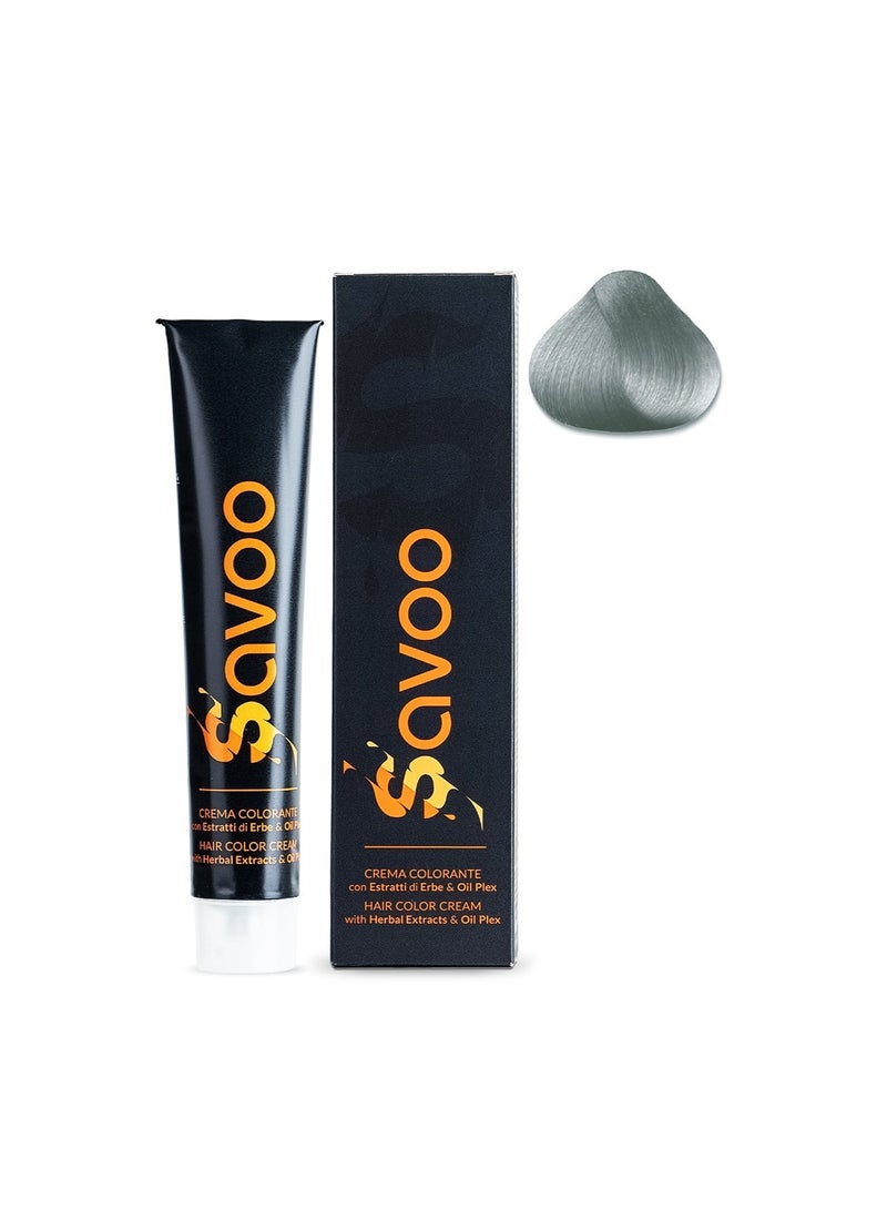 SAVOO Hair Color Cream #10.012 Silver Ash Blonde – Permanent Hair Dye with Oil Plex & Botanical Extracts | 100ml | Extra Light Blonde with Cool Silver & Ash Undertones | 100% Grey Coverage - Image 2