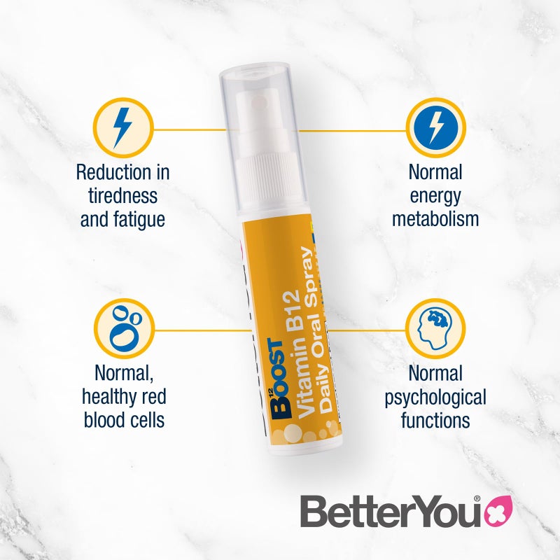 BetterYou Boost Vitamin B12 Oral Spray - Natural Liquid Vitamin Supplement - Vitamin Spray for Daily B12 Intake - Green Tea and Chromium - 0.85 oz - Image 3