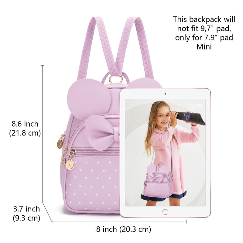 KL928 Girls Mini Backpack Bowknot Polka Dot Cute Small Daypacks Convertible Shoulder Bag Purse for Women - Image 2