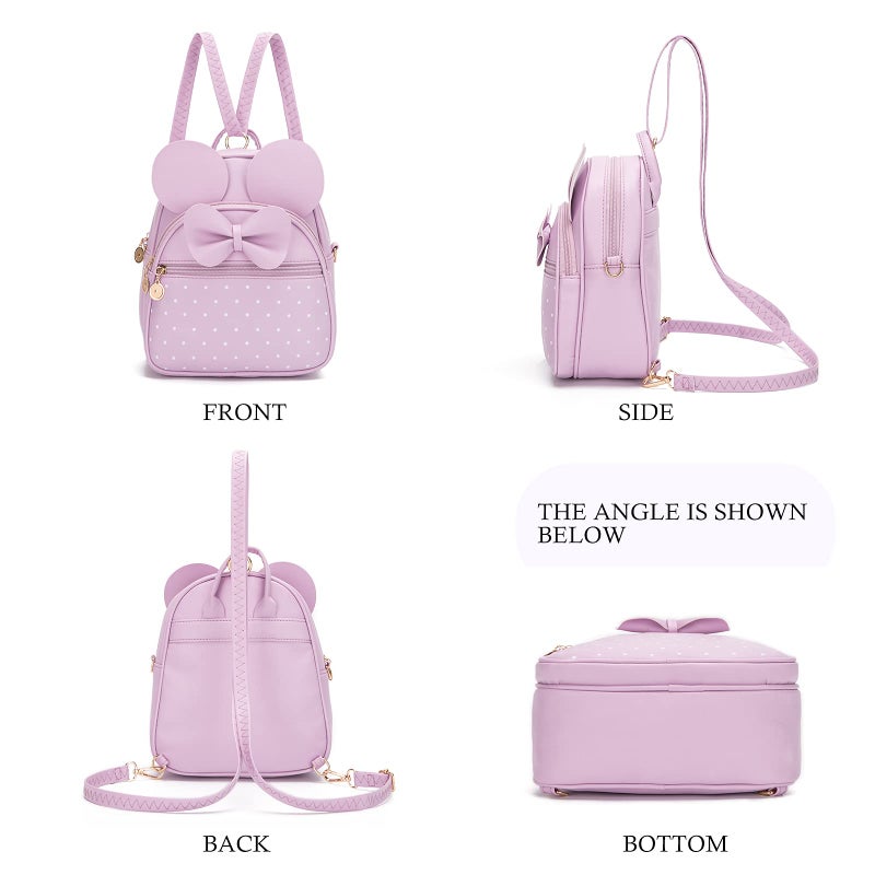 KL928 Girls Mini Backpack Bowknot Polka Dot Cute Small Daypacks Convertible Shoulder Bag Purse for Women - Image 5