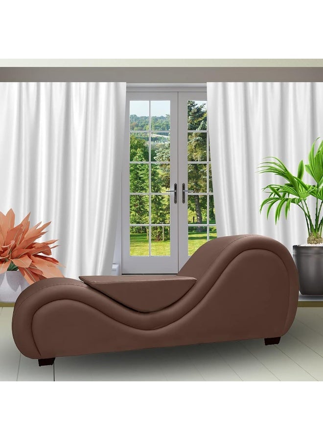 Comfynest S-Shape Love Sofa Modern Loveseats Yoga Chaise lounge With Center cushion Love Chair (Brown)  - Image 1