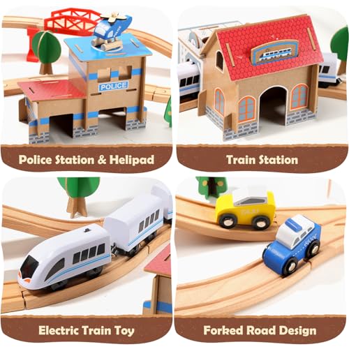 HOLYFUN Electric Toddler Wooden Train Set Toy 88 PCS Train Track Toys for 3 4 5 Years Old Kids Boys and Girls - Image 5
