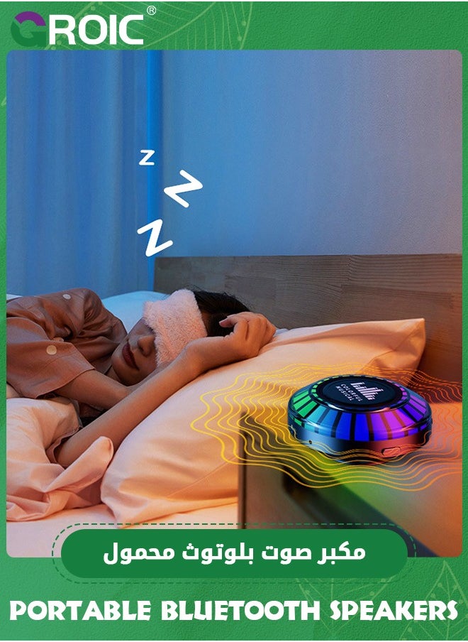 GROIC - Black Portable Shower Speaker Waterproof - Small Portable Bluetooth Bluetooth Wireless Speaker with Clip - Powerful Bass and Louder Volume - Colorful Lights and Lightweight with TWS Pairing - Image 1