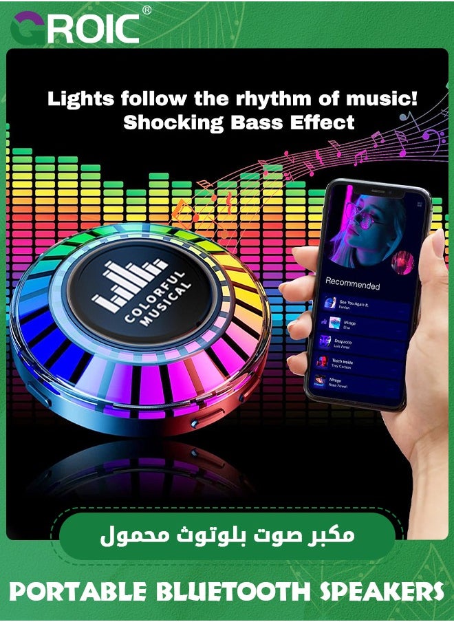 GROIC - Black Portable Shower Speaker Waterproof - Small Portable Bluetooth Bluetooth Wireless Speaker with Clip - Powerful Bass and Louder Volume - Colorful Lights and Lightweight with TWS Pairing - Image 1