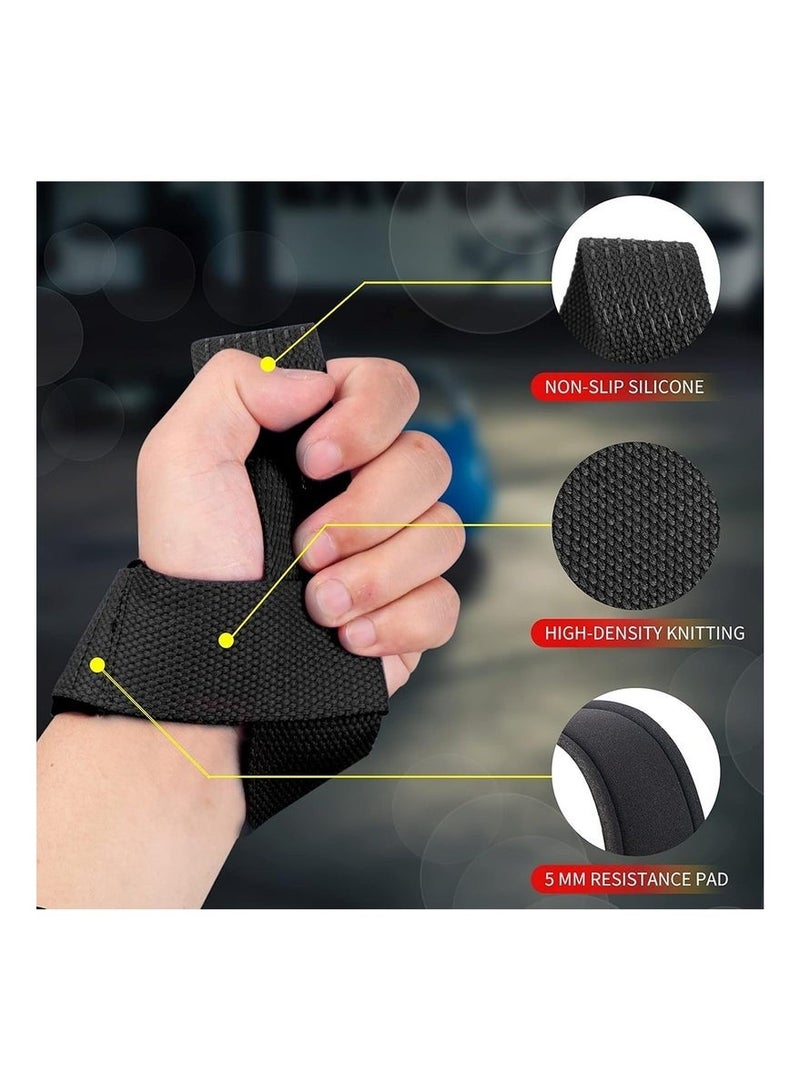 Hugifts Cotton Weightlifting Wrist Straps, Non-Slip Silicone Lifting Wraps with Neoprene Pad - Image 3