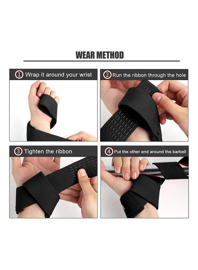 Hugifts Cotton Weightlifting Wrist Straps, Non-Slip Silicone Lifting Wraps with Neoprene Pad - Image 4