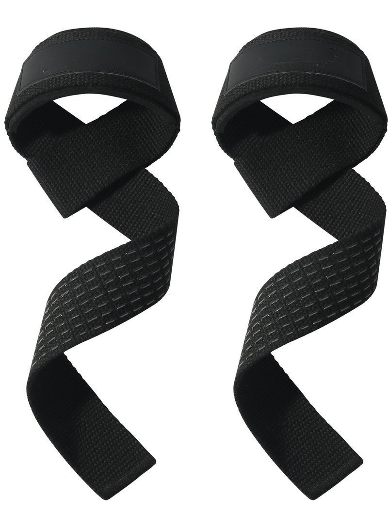 Hugifts Cotton Weightlifting Wrist Straps, Non-Slip Silicone Lifting Wraps with Neoprene Pad - Image 1
