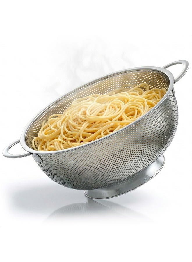 V TOWER Stainless Steel Colander for Kitchen - 5Qt Rice Strainer With Handles, Perforated Design, Dishwasher Safe, Rust-Resistant - Versatile Pasta Strainer for Grains, Beans, Spaghetti, Veggies, Fruits - Image 1