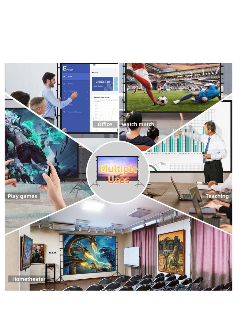 Golden - Projector Screen with Stand,Outdoor Projector Screen Portable Indoor Projection Screen 16:9 4K Rear Front Movie Screen with Carry Bag for Home Backyard Theater (120 inch) - Image 1