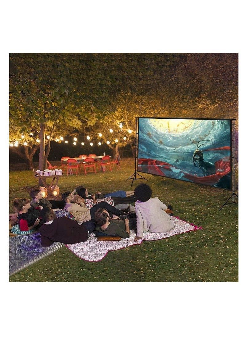 Golden - Projector Screen with Stand,Outdoor Projector Screen Portable Indoor Projection Screen 16:9 4K Rear Front Movie Screen with Carry Bag for Home Backyard Theater (120 inch) - Image 1