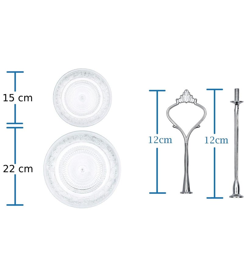Incrizma Serving Stand (Glass) Beautiful, Elegant Dishware Serve Snacks, Appetizers, Cakes, Candies Durable, Reusable Party or Holiday Hosting (Round -2-Tiered) - Image 4