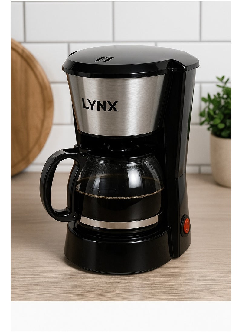 lynx 6-Cup Electric Coffee Maker with Sleek Modern Design, 750mL Capacity, Removable Filter Basket, 2-Year Warranty, Easy to Use & Clean – LYNX– Ly-8201  - Image 1