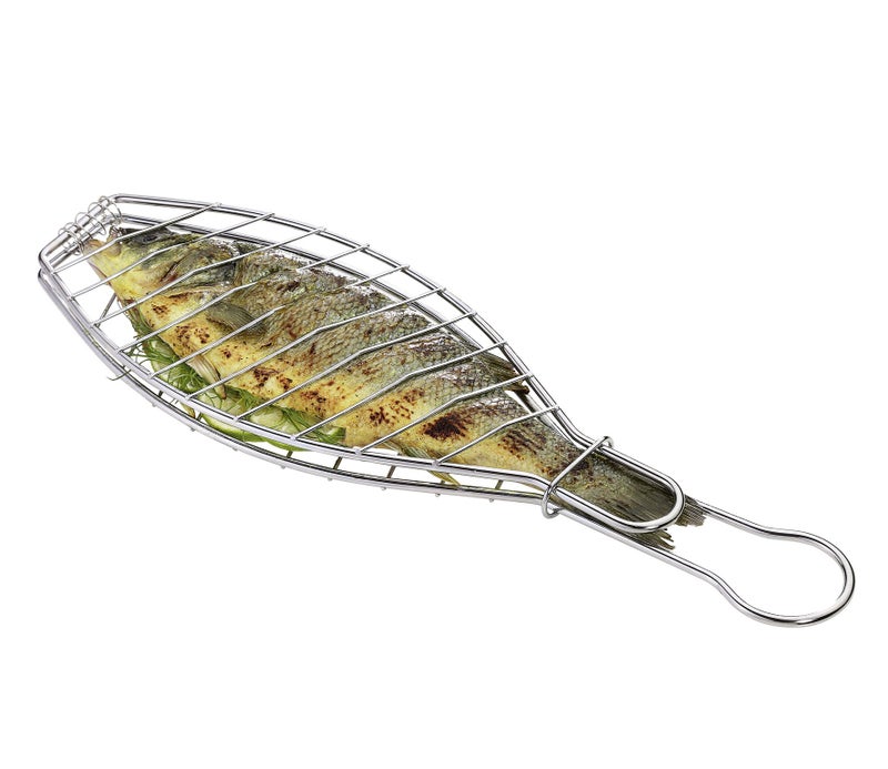 Kuchenprofi 1175 x 475 Stainless Steel BBQ Fish Basket Large Silver