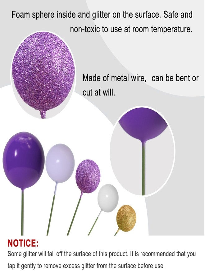 أستارون 50 قطعة من أعواد تزيين الكيك على شكل كرات وبالونات صغيرة من ASTARON لمستلزمات تزيين الكيك وكرات الرغوة وزينة الكيك لحفلات استقبال المولود الجديد وزينة تزيين الكيك في أعياد الميلاد (سلسلة أرجوانية) - Image 3