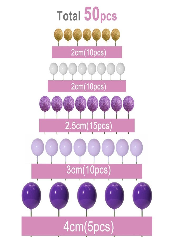أستارون 50 قطعة من أعواد تزيين الكيك على شكل كرات وبالونات صغيرة من ASTARON لمستلزمات تزيين الكيك وكرات الرغوة وزينة الكيك لحفلات استقبال المولود الجديد وزينة تزيين الكيك في أعياد الميلاد (سلسلة أرجوانية) - Image 2