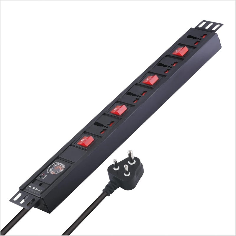 MX MX Extension Board 4 Outlet 3 Socket 5 Amp 1 Socket 15 Amp with 075 Sqmm ISI Marked Power Cord 15 Mtr with Surge Protector Child Safety Shutter Alumminium Extrusion Body  - Image 1