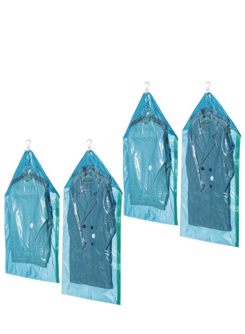 Arabest Hanging Vacuum Storage Bag Space Saving Garment Bag Vacuum Sealed Garment Bag Suitable for Suits Coats Jackets Blue 4pc - Image 1