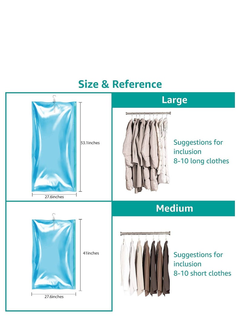 Arabest Hanging Vacuum Storage Bag Space Saving Garment Bag Vacuum Sealed Garment Bag Suitable for Suits Coats Jackets Blue 4pc - Image 2