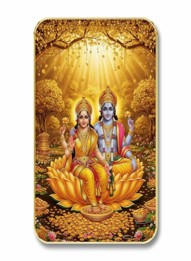 SAF Lakshmi Narayan Wall Art with Table Top Stand & Wall Hanging Hole | Vishnu Lakshmi Kamal MDF Religious Painting for Home Mandir Vastu Decor - Image 1