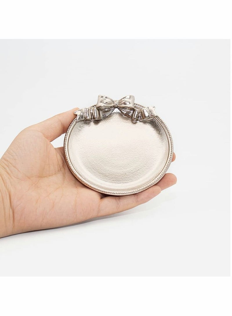 Vintage Decorative Tray, Storage Tray Plate Jewelry Small Ornament Ring Chain Bracelet Earring Cosmetic Box Retro Design Bow Resin  - Image 3