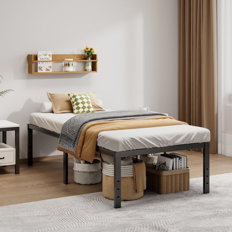 LUMUNANCE Metal Bed Frame Twin Size - 18 Inch Heavy-Duty Twin Platform Bed Frame No Box Spring Needed, Easy Assembly, Noise-Free, Sturdy Mattress Foundation, Underbed Storage Space - Image 2