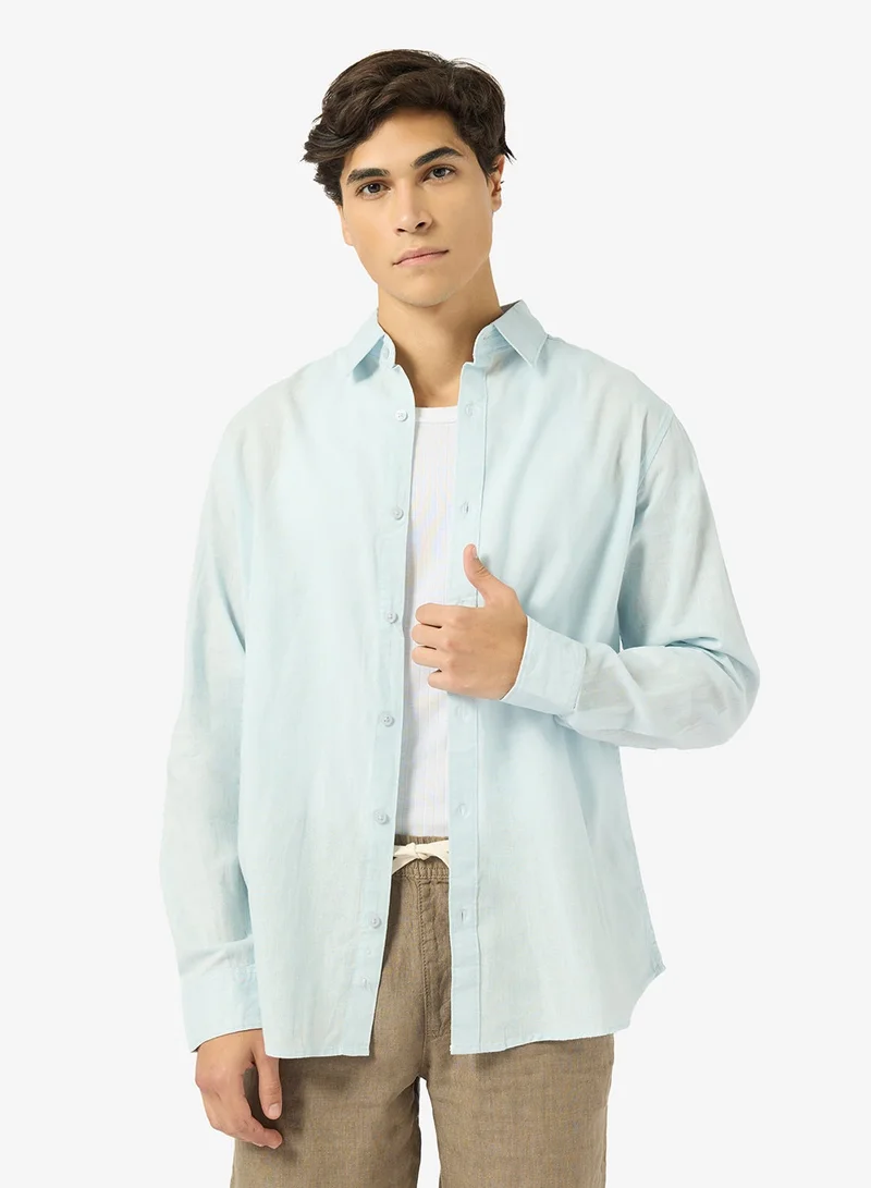 Ripples Mens Linen Blend Long Sleeves Shirt
