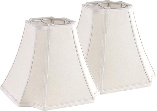 GO&SO GOSO Medium Bell Lamp Shades Set of 265 x 132 x106 Spider Square Cut Corner Lamp Shade for Table Lamps and Floor LampVintage Natural Fabric Dark Beige Lampshades Replacement Easy Assembly - Image 1