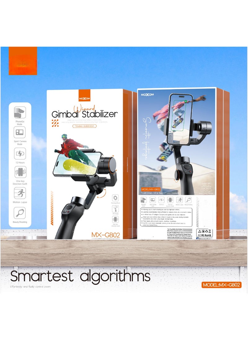MOXOM MX-GB02 Gimbal Stabilizer Selfie Stick Tripod Black  - Image 4
