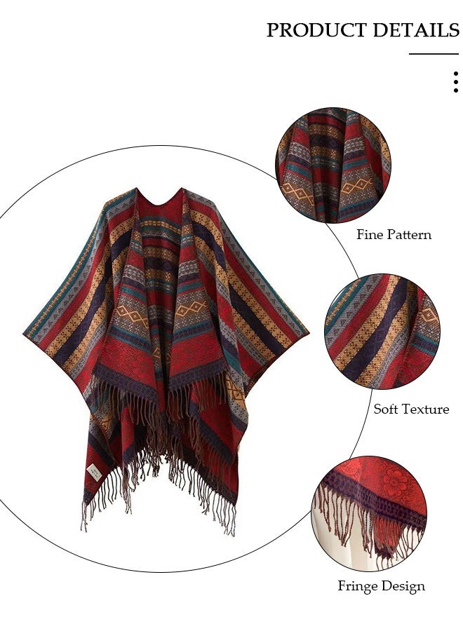 DUNISO Women's Scarves Air-Conditioned Room Shawls Neck Protectors Coat Windbreakers Cardigan Windbreakers Office Warmth Neck Protectors Scarves National Style Shawl - Image 3