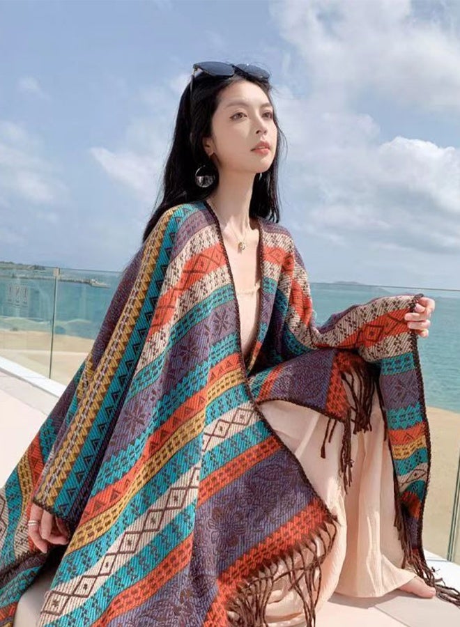 DUNISO Women's Scarves Air-Conditioned Room Shawls Neck Protectors Coat Windbreakers Cardigan Windbreakers Office Warmth Neck Protectors Scarves National Style Shawl - Image 5