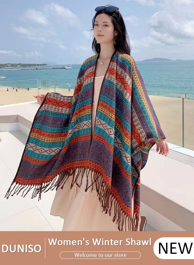 DUNISO Women's Scarves Air-Conditioned Room Shawls Neck Protectors Coat Windbreakers Cardigan Windbreakers Office Warmth Neck Protectors Scarves National Style Shawl - Image 1