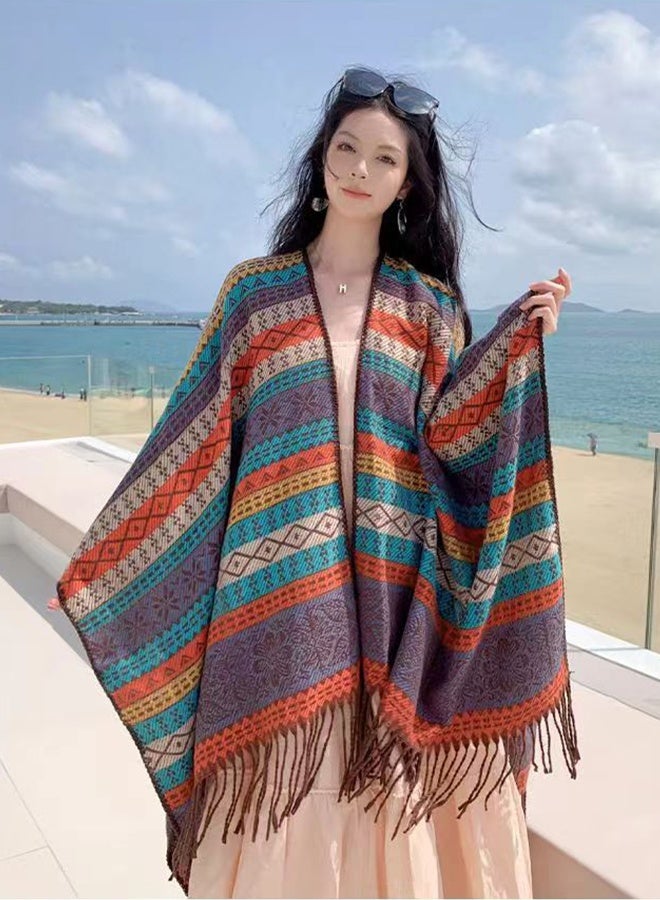 DUNISO Women's Scarves Air-Conditioned Room Shawls Neck Protectors Coat Windbreakers Cardigan Windbreakers Office Warmth Neck Protectors Scarves National Style Shawl - Image 4