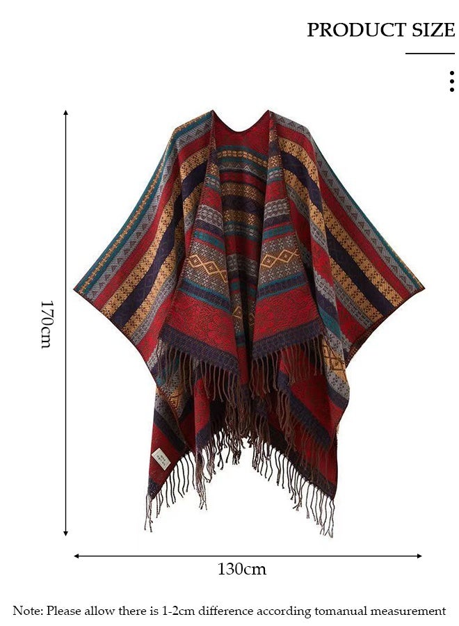 DUNISO Women's Scarves Air-Conditioned Room Shawls Neck Protectors Coat Windbreakers Cardigan Windbreakers Office Warmth Neck Protectors Scarves National Style Shawl - Image 2