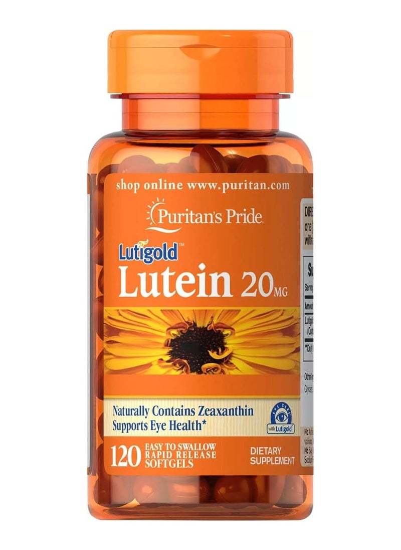 Puritan's Pride Lutein 20 Mg With Zeaxanthin Softgels Supports Eye Health 120 Count 