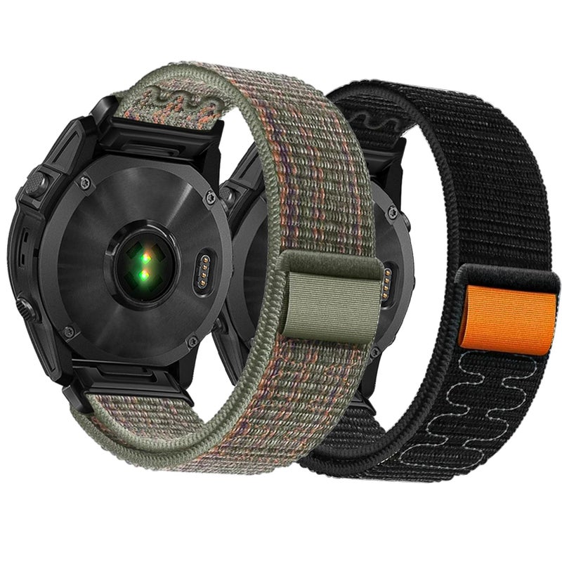 Azonee أحزمة ساعة جارمن 26 مم QuickFit - حزام رياضي بديل من النايلون المتين لجارمن Tactix 7 Pro، Fenix 7X Pro، Descent MK2، Tactix Delta (عبوة 2)  - Image 1