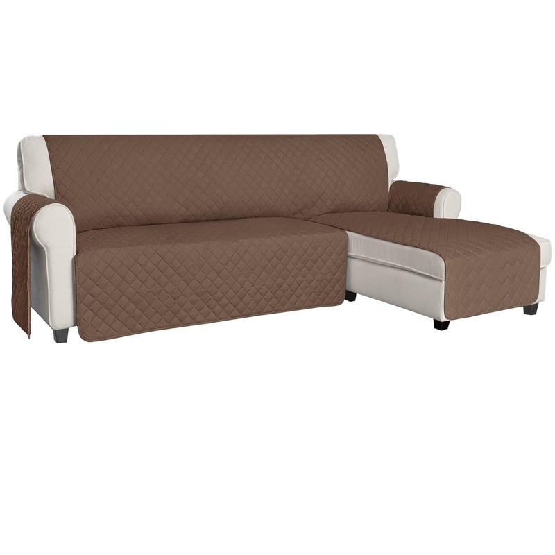 ISSUNTEX Sectional Couch Covers for Dogs, Reversible L Shaped Sofa Cover, Water Resistant Chaise Lounge Cover Furinture Protector for Kids Pets (Large, Brown/Brown ) - Image 1