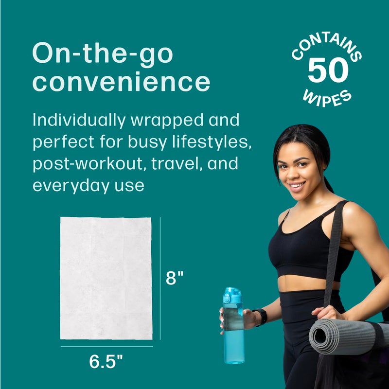 Dew Well Deodorant Wipes - On-the-Go Travel Deodorant - Fresh Mint, Rose & Cucumber Scents Body Wipes for Women - Aluminum, Paraben & Sulfate Free Mini Toiletries - 50 Count, Mint/Rose/Cucumber - Image 5