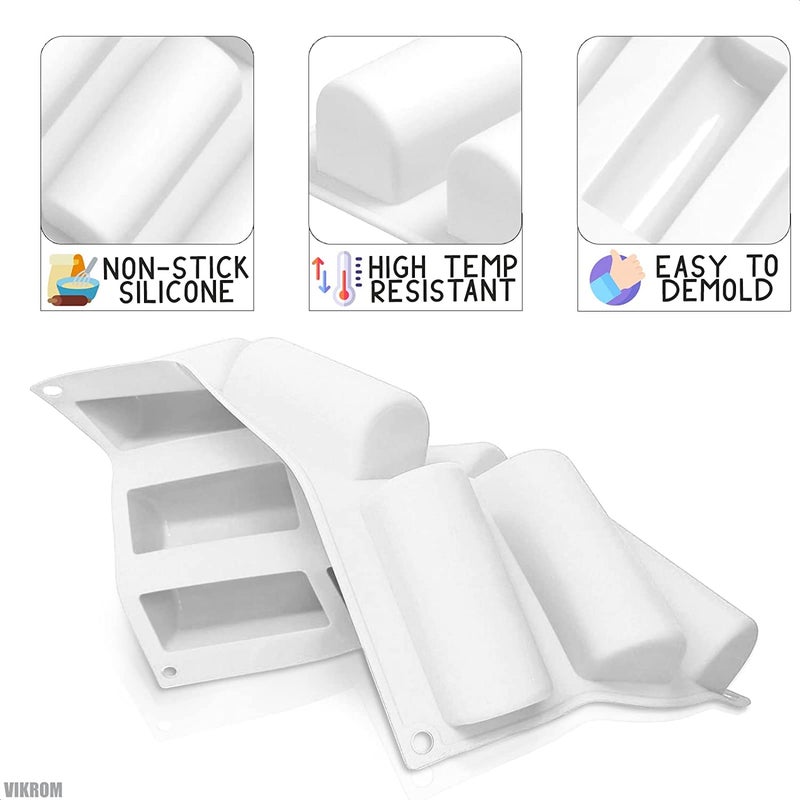 MoldBerry 9 Cavities Silicone Roll Mold Log Delicate Chocolate Desserts Twinkie Teatime Cake Polvoron Candy Pastries Molds White - Image 3