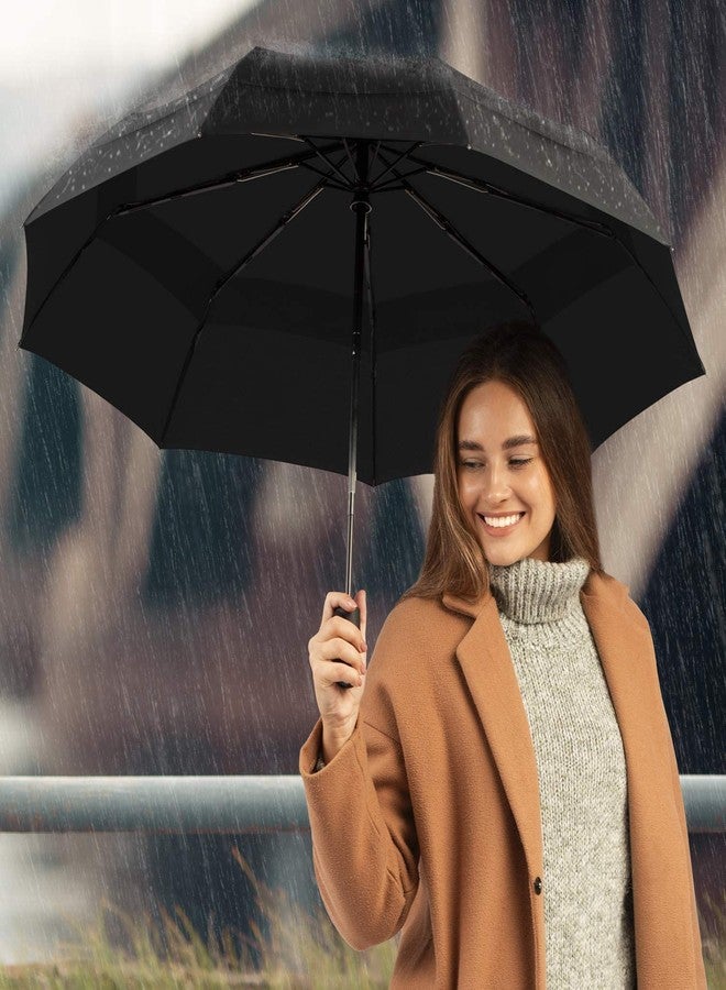 REXERA Portable Auto Travel Umbrella - Windproof, Strong & Easy Auto Open/Close Button for Single Use, Perfect for Car, Wind and Rain - for Men & Women (Black) - Image 4